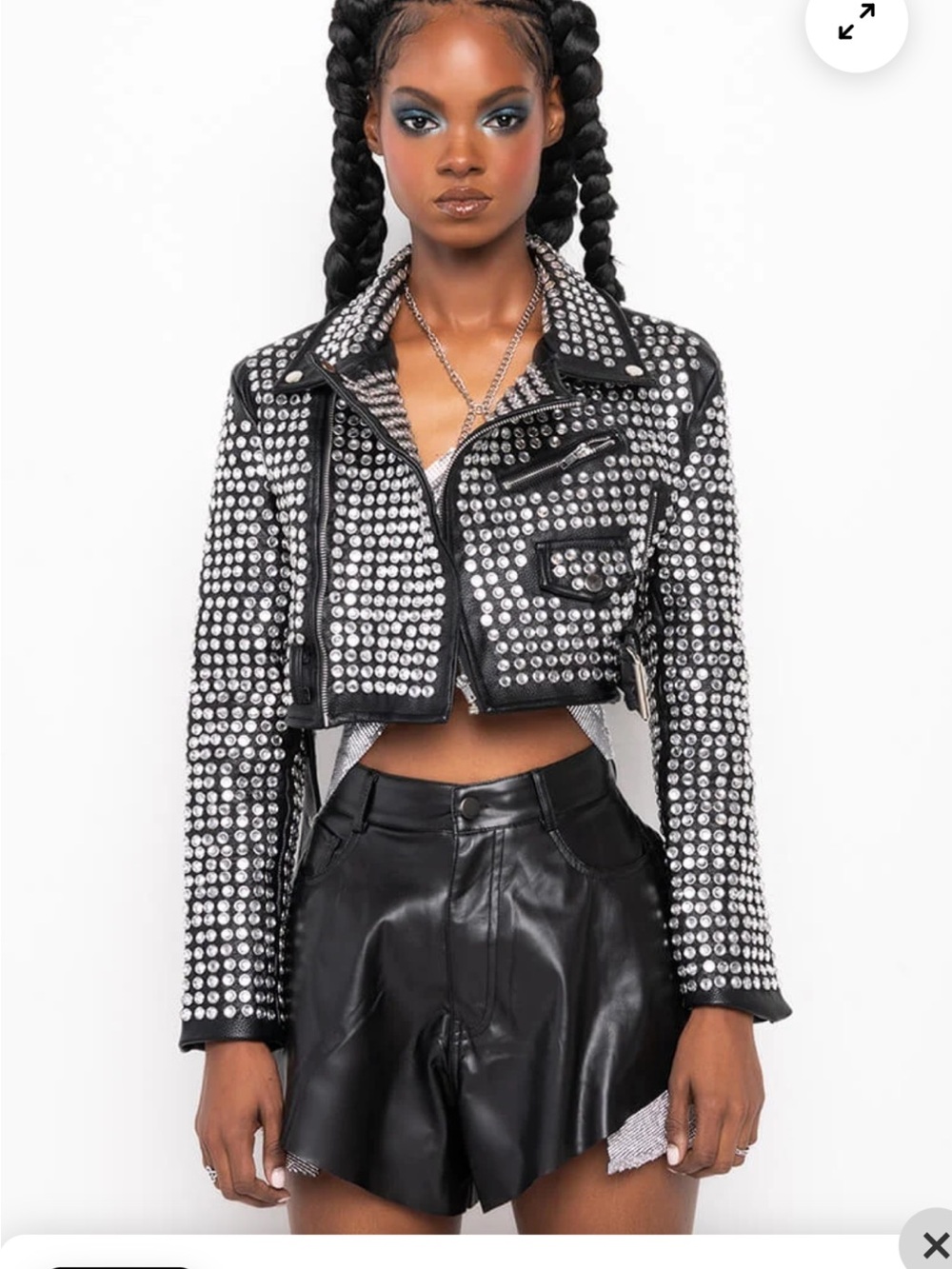 Azalea wang Studded Black Crop Moto Jacket - Women's Jacket & Coat
